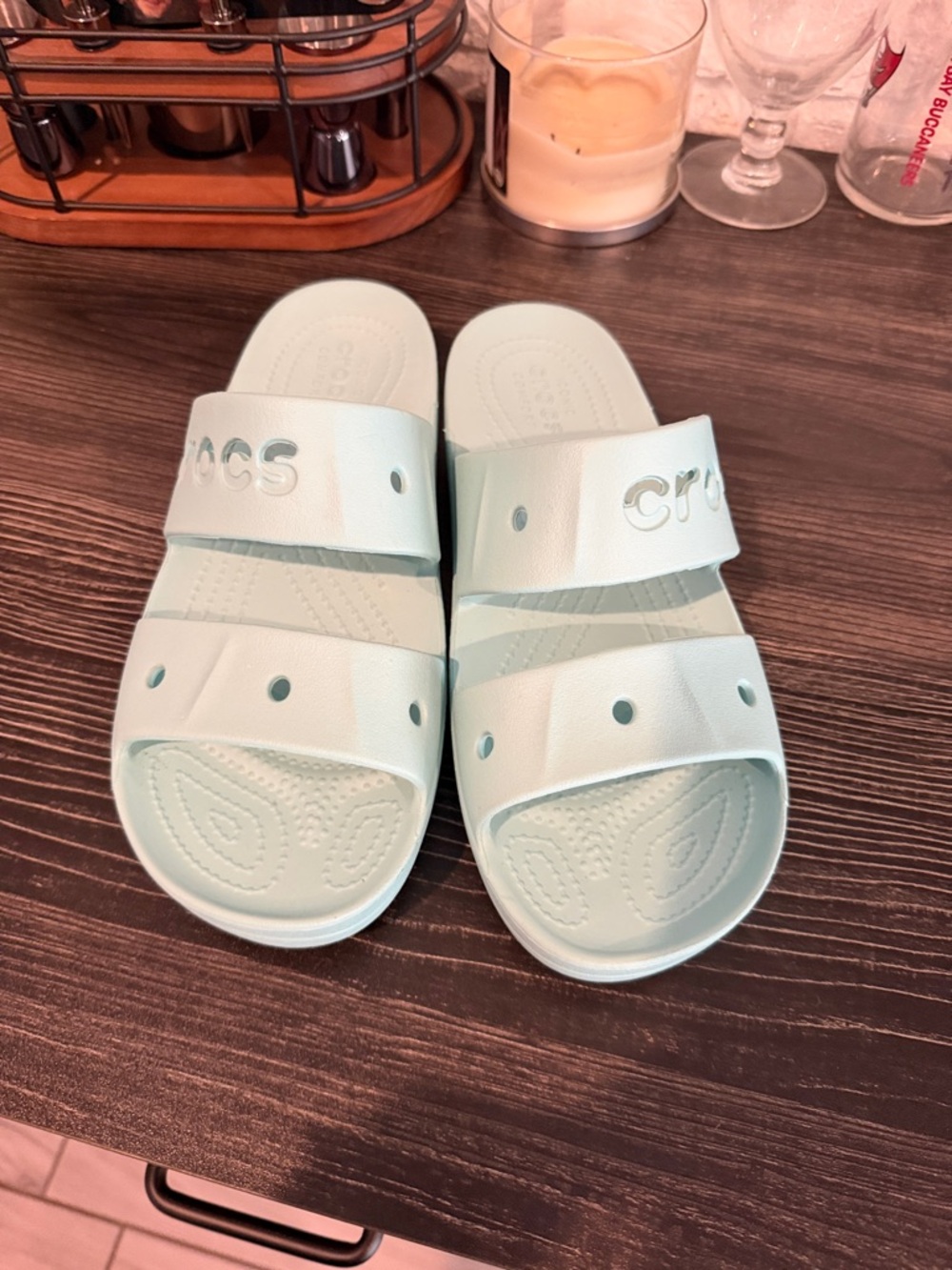 CROCS women’s iconic comfort  Double-Strap Slide Sandals in icy Blue
